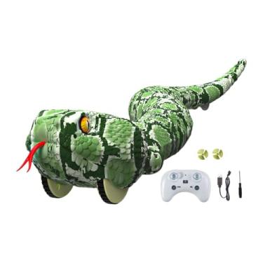 Imagem de menolana Cobra de brinquedo com controle remoto, cobra falsa realista, brinquedo de pegadinha, presente interativo eletrônico de réptil rastejante para meninos, Verde