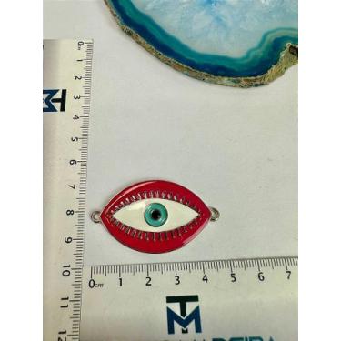 Imagem de Pingente Olho Grego 2 Saídas Resinado Niquel - 01 Unidade - Amuleto de