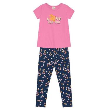 Imagem de Conjunto infantil menina de passarinhos Brandili, 4, Rosa