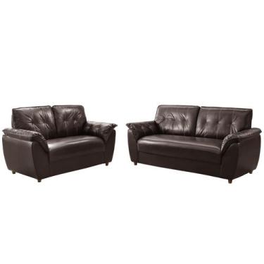 Imagem de Sofá Rondomóveis 3 e 2 lugares R220 Cosmo revestimento em P.U  Café - 