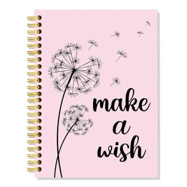 Imagem de SRWNFOS Caderno espiral com forro rosa Make a Wish, 160 páginas engraçadas, pautado, caderno inspirador, presentes de escritório para colega de trabalho, presentes de aniversário para amiga, família