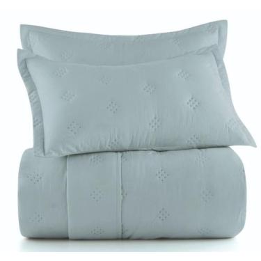 Imagem de Jogo de Colcha Casal Toque Acetinado Anarruga Altenburg, Azul Chicoria
