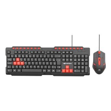 Imagem de C3Tech Combo Gamer Teclado e Mouse USB com fio, GK-20V2BK, Preto e vermelho, Mouse 1200 DPI, Teclado com Layout ABNT2