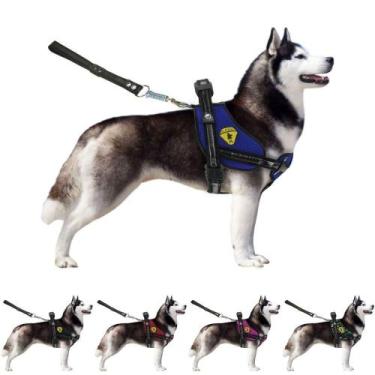 Imagem de Coleira Peitoral Para Cachorro Grande Com Alça Reforçada Guia Ajustáve