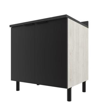 Imagem de Balcão Duplo Bartira Rubi 2 Portas, 1 Prateleira 80,1cm Preto Com Bege
