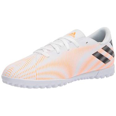Imagem de adidas Tênis de futebol infantil unissex Nemeziz .4 Turf, Branco/Preto/Laranja Gritante, 17