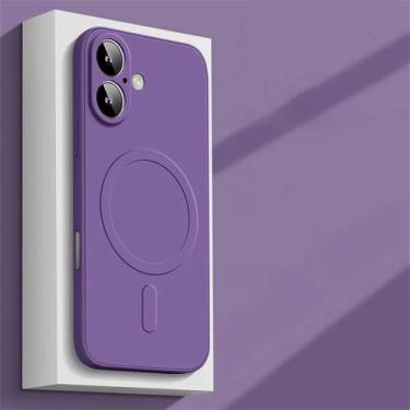 Imagem de Capa protetora de silicone líquido para iPhone 16, 15, 14 Plus, 13, 12 Mini, 11 Pro e XS Max. Capa protetora macia, roxa escura, para iPhone 12 Pro Max.