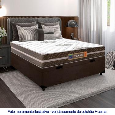 Imagem de Cama Box Baú Casal Suede + Colchão Molas Ensacadas Texas Prime Colchões 138x188x63cm Cor:marrom