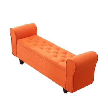 Imagem de CFGH6FDF Foyer Multifuncional Fim da Cama Armazenamento Quarto Armário de Cabeceira Sofá Banco Loja de Roupas Banco de Sapatos Mudroom (Laranja, Grande)