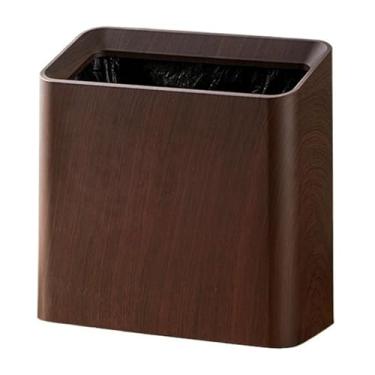 Imagem de Lixeira vintage de grão de madeira, cesto de lixo de plástico fino com balde interno removível para banheiro, cozinha, sala de estar (marrom)