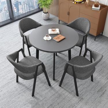 Imagem de Mesa de clube de recepção de escritório, mesa de negociação e conjunto de cadeira, conjunto de mesa de jantar redonda, pequenas mesas de sala de conferências, conjunto de mesa de jantar de cozinha de