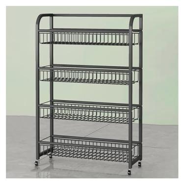 Imagem de Expositor de lanches para balcão, suporte de exibição de cozinha de varejo de supermercado para doces batata frita bebidas mercearia, rack de armazenamento de frutas e vegetais (cor: preto, tamanho