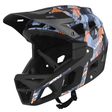 Imagem de Aomiun Capacete de bicicleta adulto, capacete completo para mountain bike, capacetes leves ajustáveis com viseira removível e protetor de queixo, capacetes de ciclismo confortáveis para homens e