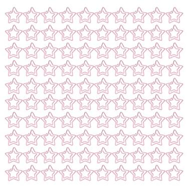 Imagem de Clipes de papel em forma de estrela, rosa, metálico, à prova de ferrugem, fofo, material escolar, 100 peças, leve, portátil, classificação de arquivos, projetos de scrapbooking