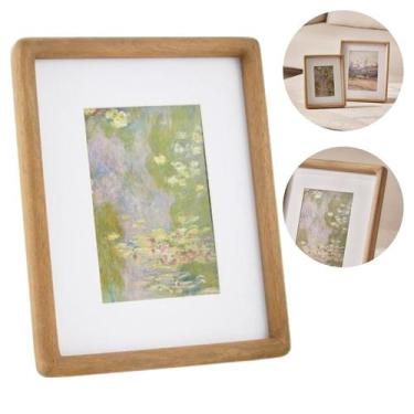 Imagem de Porta Retrato Decorativo Em Madeira E Vidro Natural Para Fotos 10x15cm