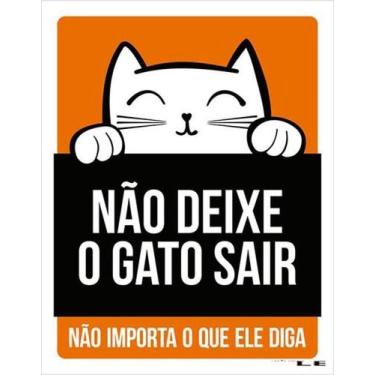 Imagem de Kit 10 Placas Não Deixe Gato Sair Laranja 27X35 - Sinalizo