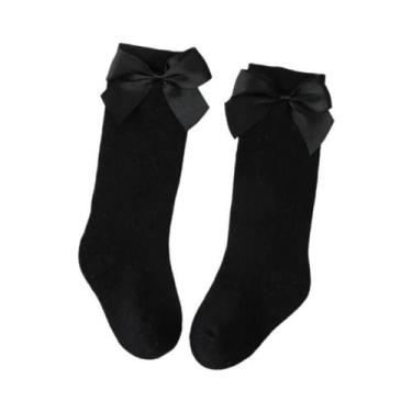Imagem de Meias De Algodão Para Meninas Até O Joelho Com Laço Grande, Meias De I