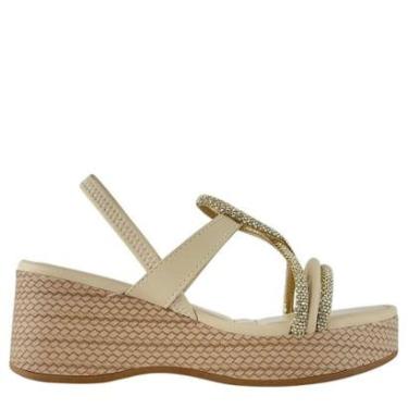 Imagem de Sandália Feminina Mississipi Anabela com Tiras Brilhantes e Plataforma-Feminino