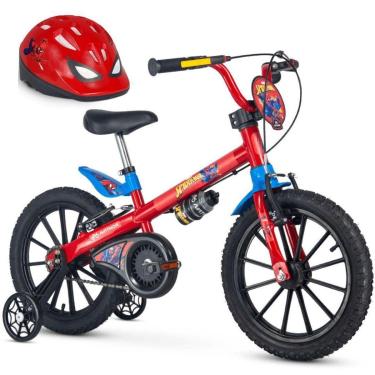 Imagem de Bicicleta Infantil Aro 16 Nathor Rodinha Homem Aranha Capacete Masculina-Masculino