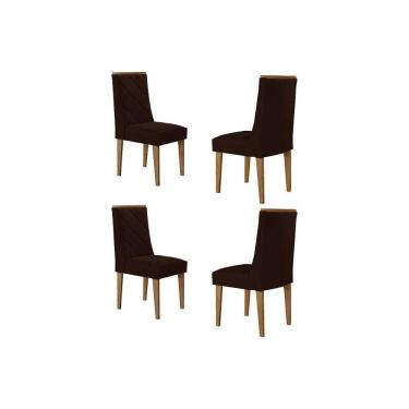 Imagem de Cadeira De Cozinha Pietá Kit 4 Un Madeira Capuccino/suede Marrom - Rufato