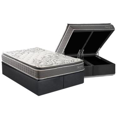 Imagem de Cama Box Baú King + Colchão Molas Kappesberg Ensacadas Serene + Base Crc Courano Gray