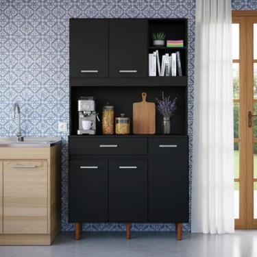 Imagem de Armário Compacto com 5 Portas, 1 Gaveta e Nichos Kit Completo Ideal pa