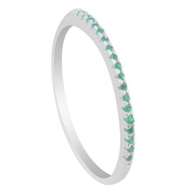 Imagem de Anel Solitário De Prata 925 Cravejado De Zircônia Verde - DR Joias, 16