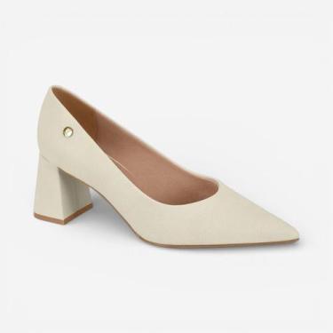 Imagem de Sapato Scarpin Vizzano Salto Bloco Off White, Branco off, 37