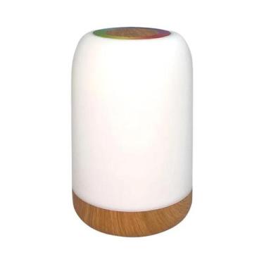 Imagem de Luminária De Mesa LED RGB Táctil Regulável Com Acabamento Em Madeira, 