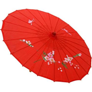 Imagem de Sombrinha Japonesa em  Bambu Vermelha Floral - Galleria77