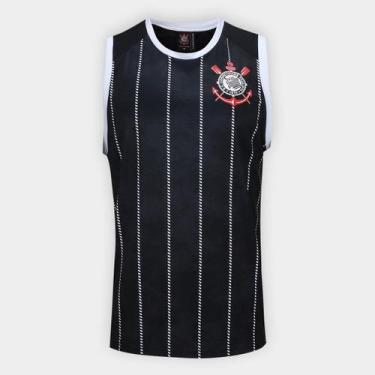 Imagem de Regata Corinthians Nós Masculina - Braziline, Preto, Branco, M