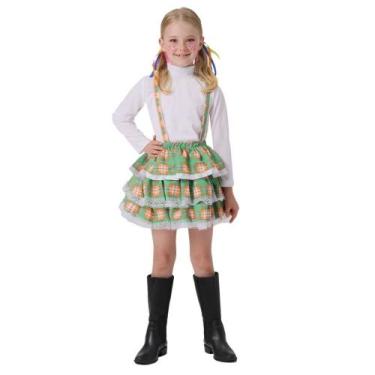 Imagem de Saia Infantil Festa Junina Xadrez com Suspensório Roupa Menina Salopet