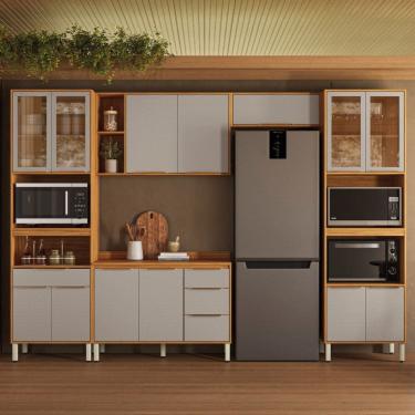 Imagem de Cozinha Modulada com Vidro Reflecta 5 Pecas em MDF Plena Demobile
