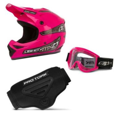 Imagem de Kit Proteção Trilha Capacete + Óculos + Cinta Pro Tork 3 Itens, ROSA, 