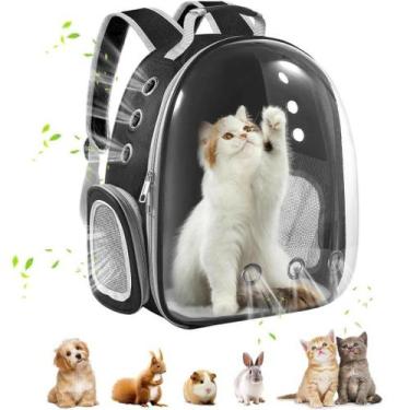 Imagem de Mochila Pet De Transporte Visão 360 Panoramica Gato Cão Preto - Napole