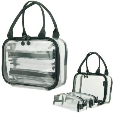 Imagem de Maleta com 2 Estojos Godinho para Organização em PVC Cristal Transparente Preto Cristal
