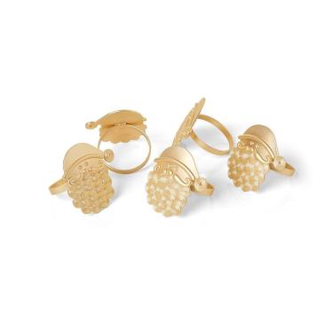Imagem de Anel de Guardanapo Natal Santa Klaus Gold Kit 4 Peças em Latão para Mesa Posta Copa & Cia