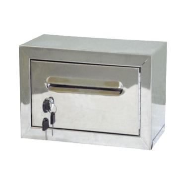 Imagem de Caixa de Correio Condomínio Frontal Inox com Chave 15x30x18cm Prata Metalmig