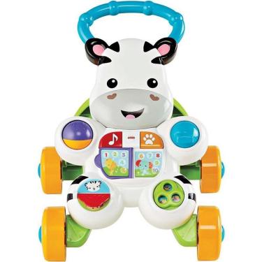 Imagem de Apoiador Zebra Aprenda Comigo Brinquedo Infantil com Botões Iluminados e Barra de Apoio Branco Mattel