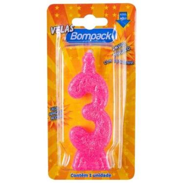 Imagem de Kit c/ 6 Vela Supernumeros Bompack N3 Rosa Un - Embrast