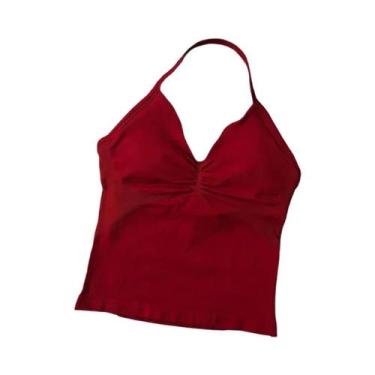 Imagem de Top De Yoga Feminino Longline Sem Costura Com Alças, Franzido, Sem Cos