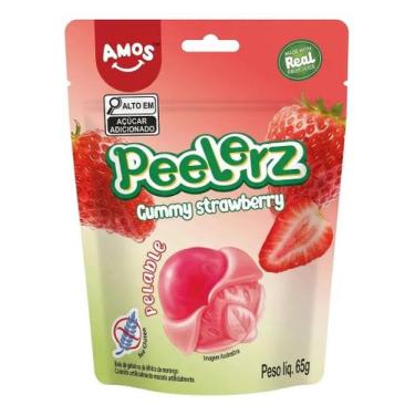Imagem de Bala Descascável Peelerz Gummy Morango Amos 65g Importada