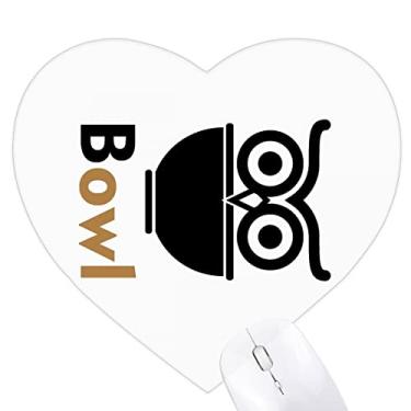 Imagem de Tigela de arroz com combinação de coruja e coração inglês Mousepad Tapete de borracha para escritório