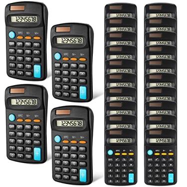 Imagem de Calculadoras básicas de 24 peças para estudantes, calculadoras pequenas, tamanho de bolso, mini calculadoras portáteis de dupla alimentação, 8 dígitos, calculadoras de mesa para escola, mesa, casa, es