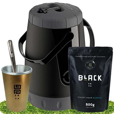 Imagem de Kit Tereré Black Erva Garrafa 2,5L Cuia E Erva Burrito