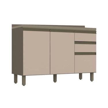 Imagem de Balcão Henn Connect 3Pts 2Gav 120cm c/Tampo Duna/Cristal