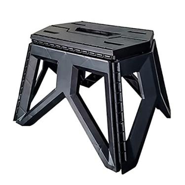 Imagem de Cadeira dobrável dobrável portátil de plástico espesso Cadeira dobrável Cadeira de pesca Banco pequeno externo para cozinha, banheiro, quarto, ar livre, preto, 81 x 71 cm