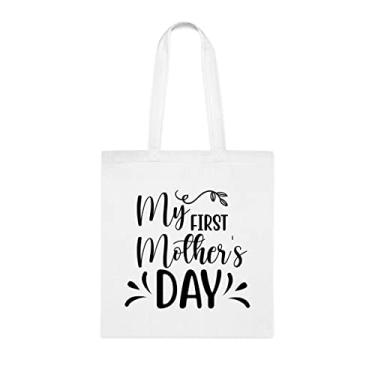 Imagem de Sacola My First Mother's Day, para mães, Presente para mãe, Bolsa de ombro para mãe, Bolsas reutilizáveis para mãe, Presente para mãe da filha favorita, Filho e filhos, Branco
