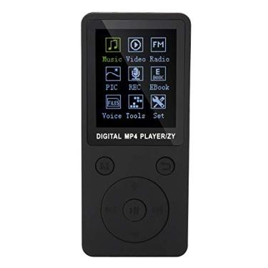 Imagem de Sutinna MP4 player de música portátil, USB recarregável MP4 reprodutor de mídia com fones de ouvido longo tempo de espera música, rádio, gravação, vídeo, e-book, cronômetro embutido (preto)