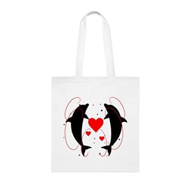 Imagem de Sacola de golfinhos Love, presente de golfinhos, bolsa de ombro de golfinhos, sacos reutilizáveis de golfinhos, ideia de presente de cesta de Natal de aniversário, presente para ela,